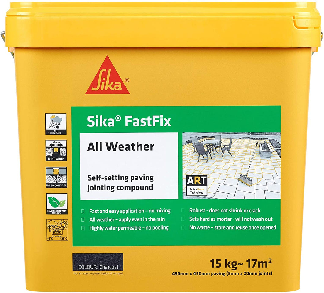 Sika FastFix All Weather Self-Setting Paving Jointing Compound, Charcoal, 15 kg - 17 sq. m