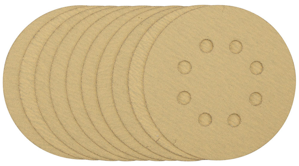 Draper 125MM GOLD SANDING DISC 120G 58111 58111 Gold Sanding Discs with Hook & Loop, 125mm (Pack of 10)