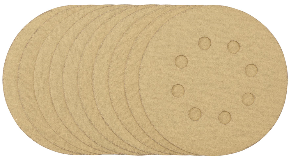 Draper 125MM GOLD SANDING DISC 180G 58113 58113 Gold Sanding Discs with Hook & Loop, 125mm (Pack of 10)