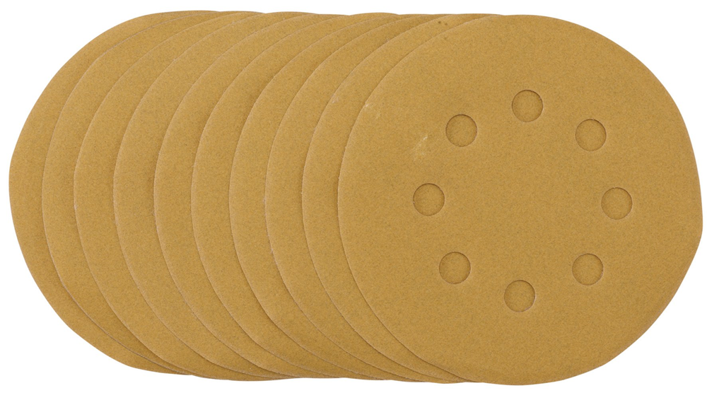 Draper 125MM GOLD SANDING DISC 240G 58340 58340 Gold Sanding Discs with Hook & Loop, 125mm (Pack of 10)