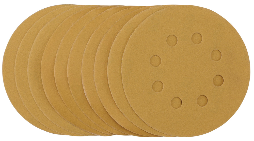 Draper 125MM GOLD SANDING DISC 320G 59766 59766 Gold Sanding Discs with Hook & Loop, 125mm (Pack of 10)