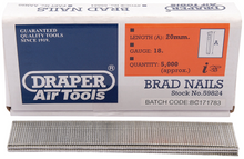 Load image into Gallery viewer, Draper 18G BRAD NAIL 20MM 5000PCS 59824 59824 Brad Nails
