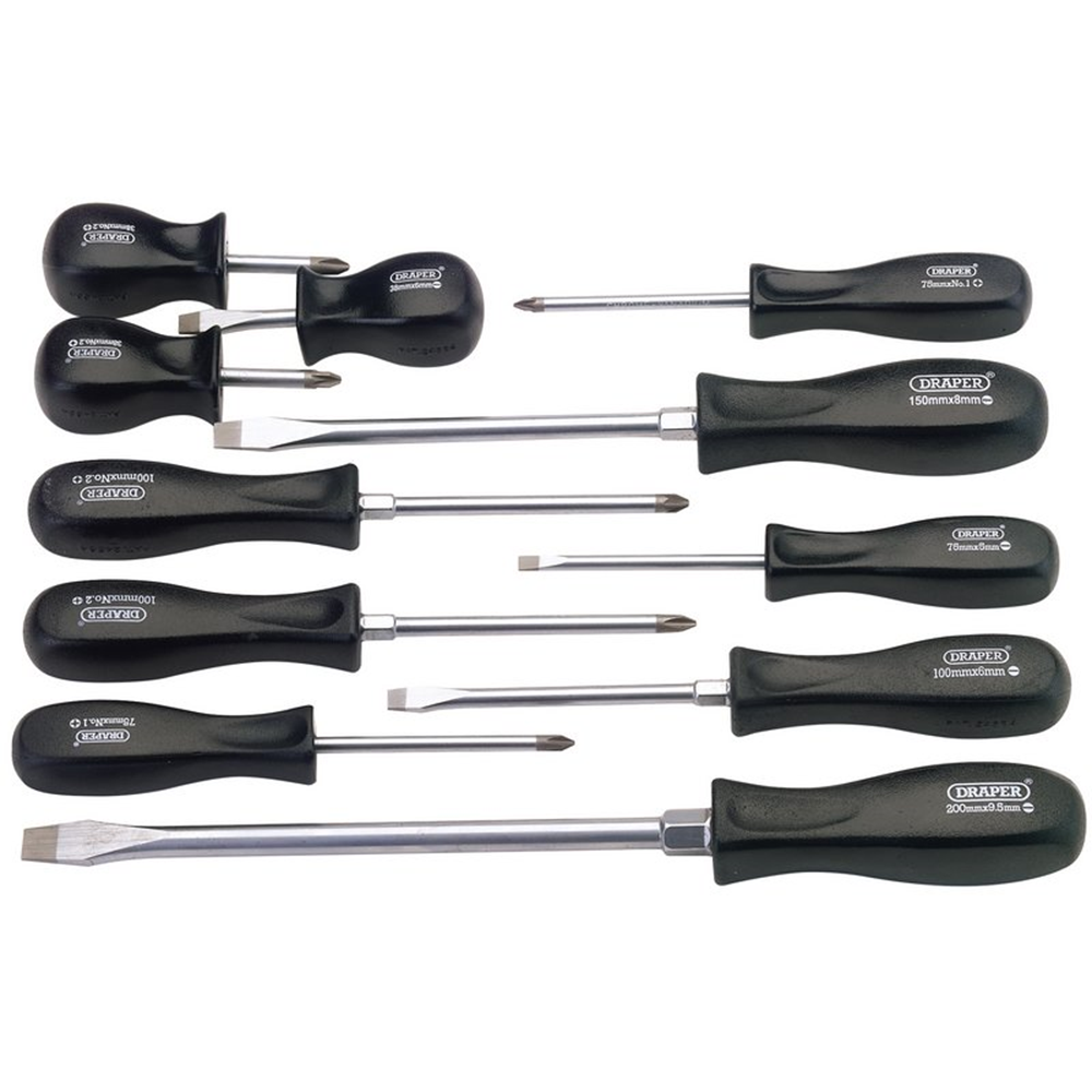 Draper SCREWDRIVER SET PZ/CS/PLAIN 27030 Mechanic's Pattern Screwdriver Set (11 Piece)