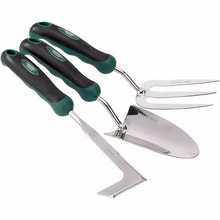 Load image into Gallery viewer, Draper 3PC S/S HAND TOOL SET 27436 Stainless Steel Heavy Duty Soft Grip Fork, Trowel and Weeder Set (3 Piece)
