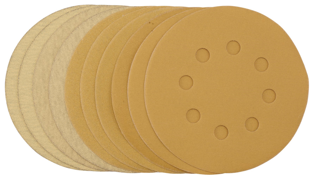 Draper 125MM GOLD SANDING DISC ASSRT 60161 60161 Gold Sanding Discs with Hook & Loop, 125mm (Pack of 10)