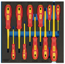 Load image into Gallery viewer, Draper 11PC VDE SCREWDRIVER SET 63379 VDE Screwdriver Set in 1/2 Drawer EVA Insert Tray (11 Piece)

