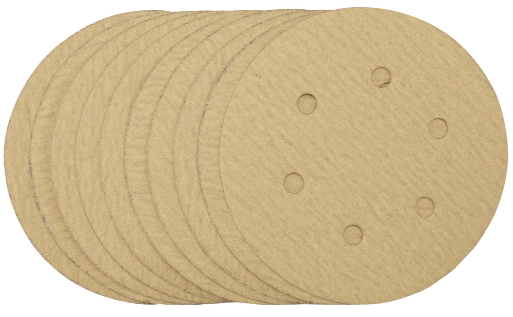 Draper 150MM GOLD SANDING DISC 180G 64240 64240 Gold Sanding Discs with Hook & Loop, 150mm (Pack of 10)