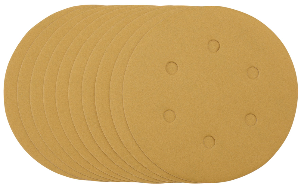 Draper 150MM GOLD SANDING DISC 320G 64265 64265 Gold Sanding Discs with Hook & Loop, 150mm (Pack of 10)