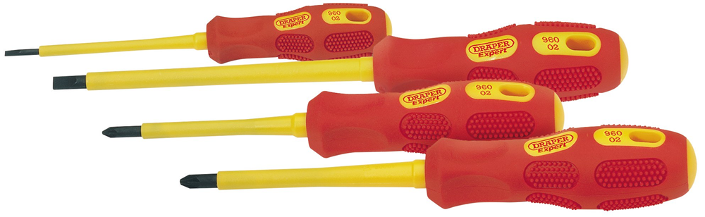 Draper SET OF 4 INSULATED S/DRIVERS 69233 69233 VDE Approved Fully Insulated Screwdriver Set (4 Piece)