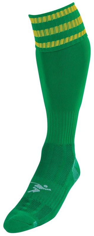 Precision 3 Stripe Pro Football Socks Junior Green/Gold J12-2