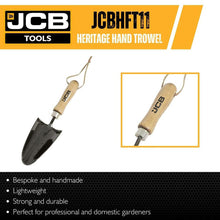 Load image into Gallery viewer, JCB JCBHFT11 Hand Trowel 80x170mm Blade Heavy Duty Steel Ash Handle Heritage Garden Hand Trowel Planting Trowel
