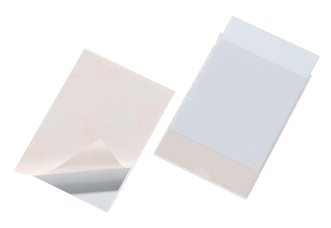 Durable POCKETFIX Self-Adhesive Clear Label Sleeve Pockets | 10 Pack | A6