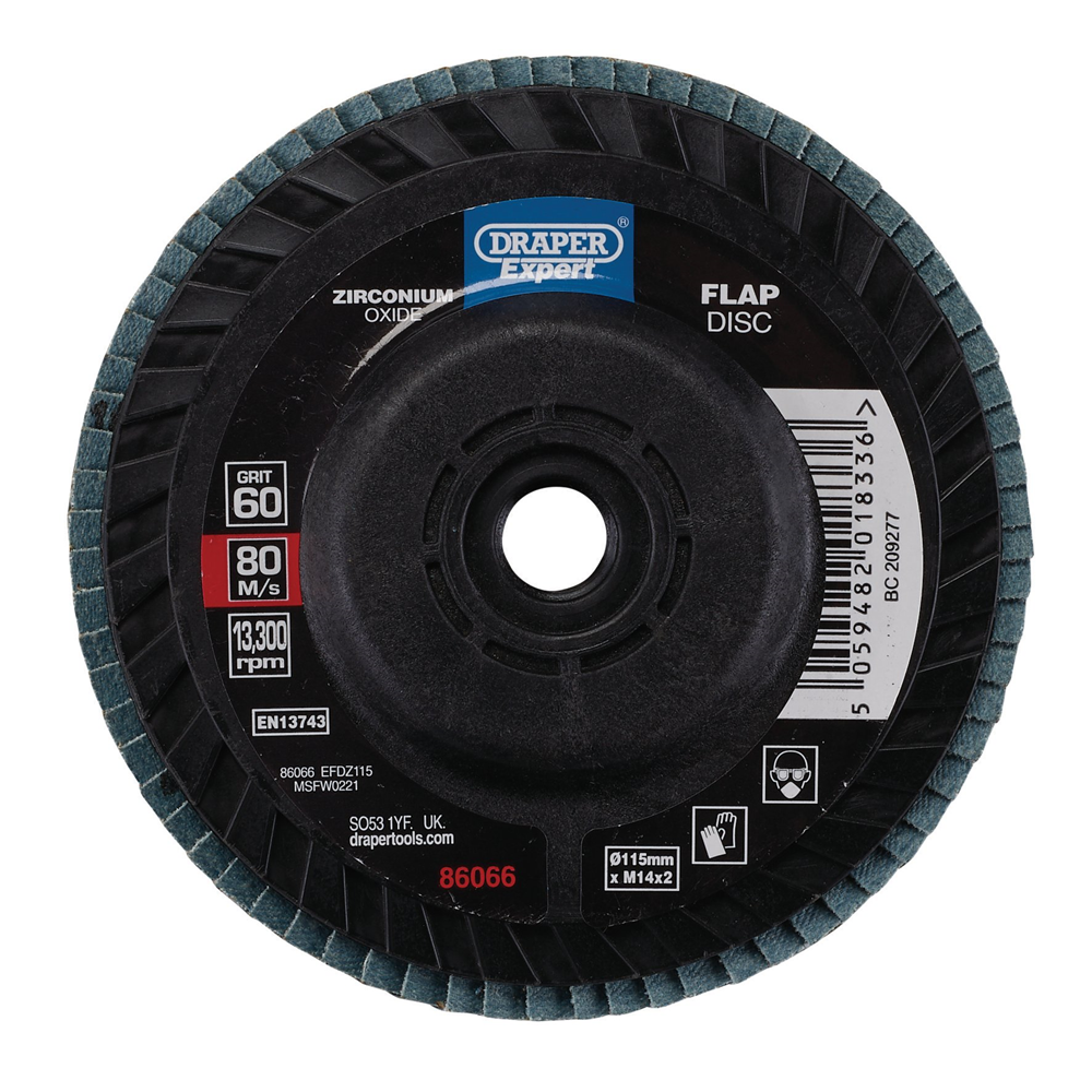 Draper 115MM FLAP DISC 60G ZR 86066 Zirconium Oxide Flap Discs
