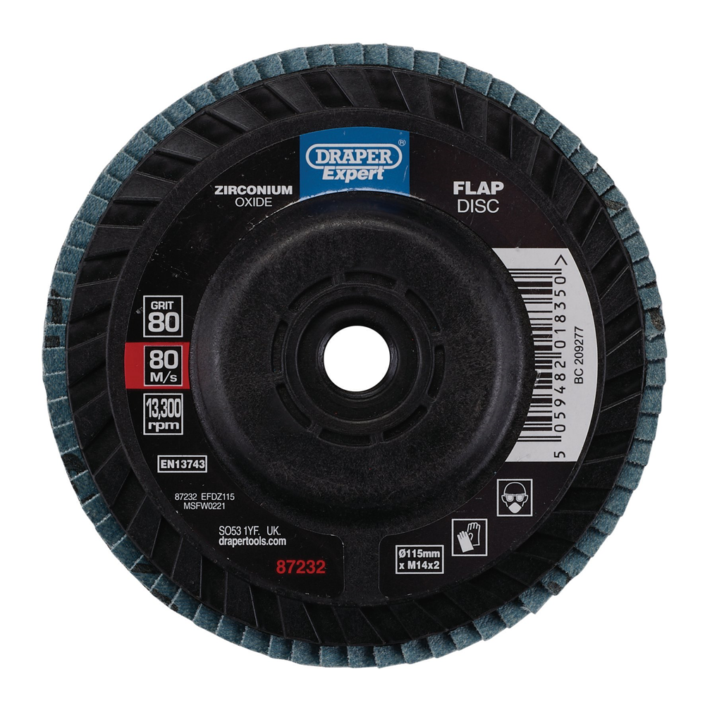 Draper 115MM FLAP DISC 80G ZR 87232 Zirconium Oxide Flap Discs