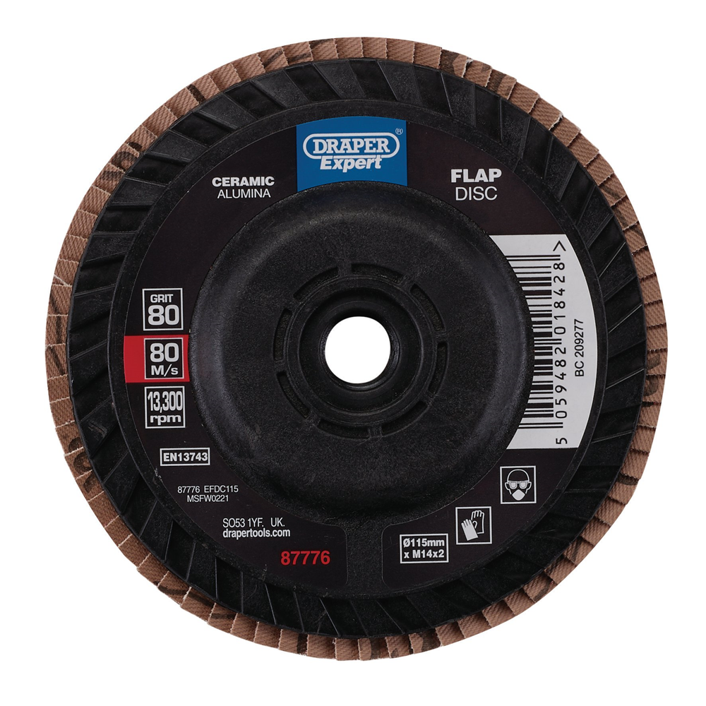 Draper 115MM FLAP DISC 80G CERAMIC 87776 Ceramic Flap Discs