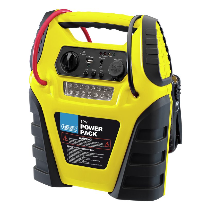 Draper 12V Power Pack compressor work light 12V DC socket USB sockets 90643