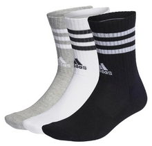 Load image into Gallery viewer, Adidas Cushion Crew Sock 3 Pack - White/Grey/Black- All Sizes
