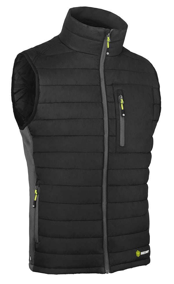 BEESWIFT FLEX WORKWEAR PADDED BODYWARMER GILLET JACKET BLACK/GREY ALL SIZES