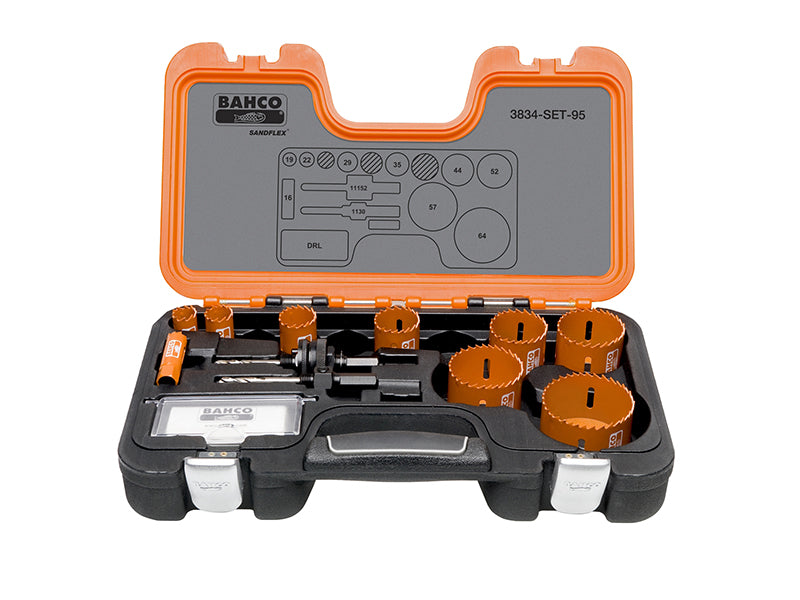 Bahco 3834-SET-95 Professional Holesaw Set 3834-95 Sizes: 16-64mm