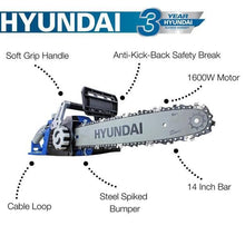 Load image into Gallery viewer, Hyundai HYC1600E Electric Chainsaw 1600W 14in 35cm Bar 13m/s Chain 230V Corded Garden Saw
