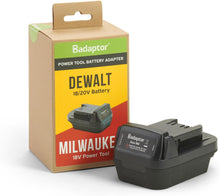 Load image into Gallery viewer, Badaptor DEW-MIL - 18V battery adapter compatible with DeWalt batteries. For use on Milwaulki tools
