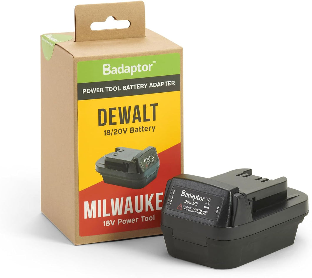 Badaptor DEW-MIL - 18V battery adapter compatible with DeWalt batteries. For use on Milwaulki tools
