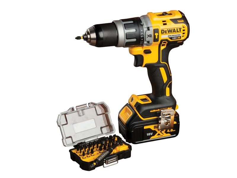 DEWALT DCD796M1 DCD796M1 XR Combi Drill 18V 1 x 4.0Ah Li-ion + Impact Bit Set, 32 Piece