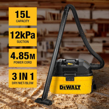 Load image into Gallery viewer, DEWALT DXV15TA 15L Wet &amp; Dry Toolbox Vacuum
