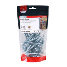 Load image into Gallery viewer, TIMCO Coach Screws Hex Head Silver  - 10.0 x 80 TIMbag OF 30 - 1080CSCB
