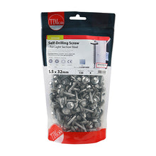 Load image into Gallery viewer, TIMCO Self-Drilling Light Section Screws Exterior Silver with EPDM Washer - 5.5 x 100 Box OF 100 - L100W16B
