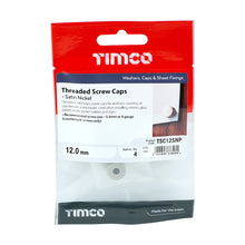 Load image into Gallery viewer, TIMCO Threaded Screw Caps Solid Brass Satin Nickel - 12mm TIMpac OF 4 - TSC12SNP
