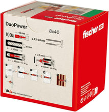 Load image into Gallery viewer, 100 fischer DuoPower 8 x 40, powerful universal plug with intelligent technology
