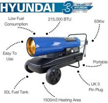 Load image into Gallery viewer, Hyundai 63kW Diesel/Kerosene Space Heater 215,000BTU | HY215DKH
