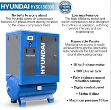 Load image into Gallery viewer, Hyundai 15hp 300 Litre Screw Compressor | HYSC150300
