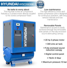 Load image into Gallery viewer, Hyundai 20hp 300 Litre Screw Compressor | HYSC200300

