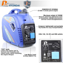 Load image into Gallery viewer, P1 2200W Portable Petrol Inverter Generator (Powered by Hyundai) | P2500i
