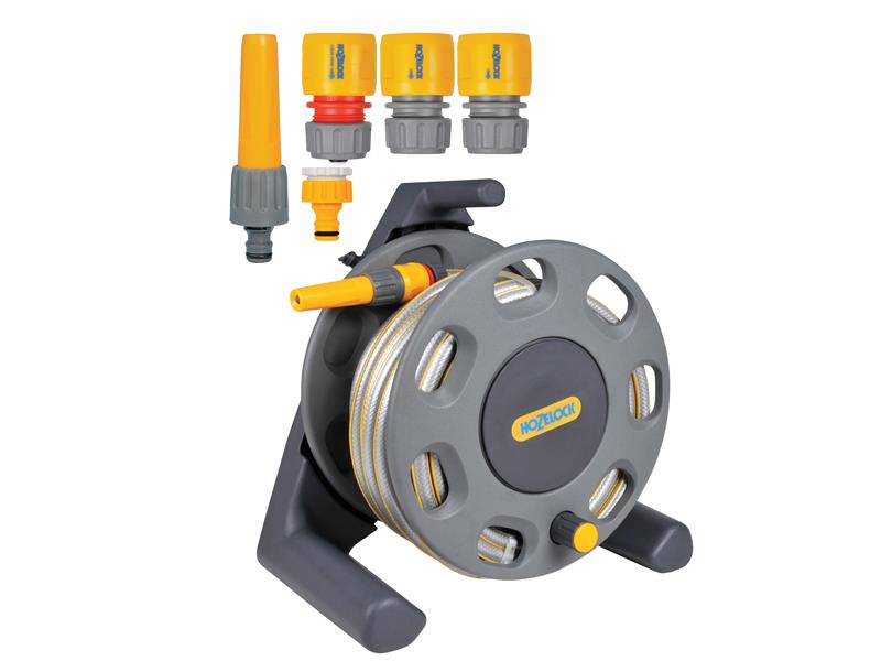 Hozelock 2412R0275 2412 30m Freestanding Compact Hose Reel + 25m of 12.5mm Hose