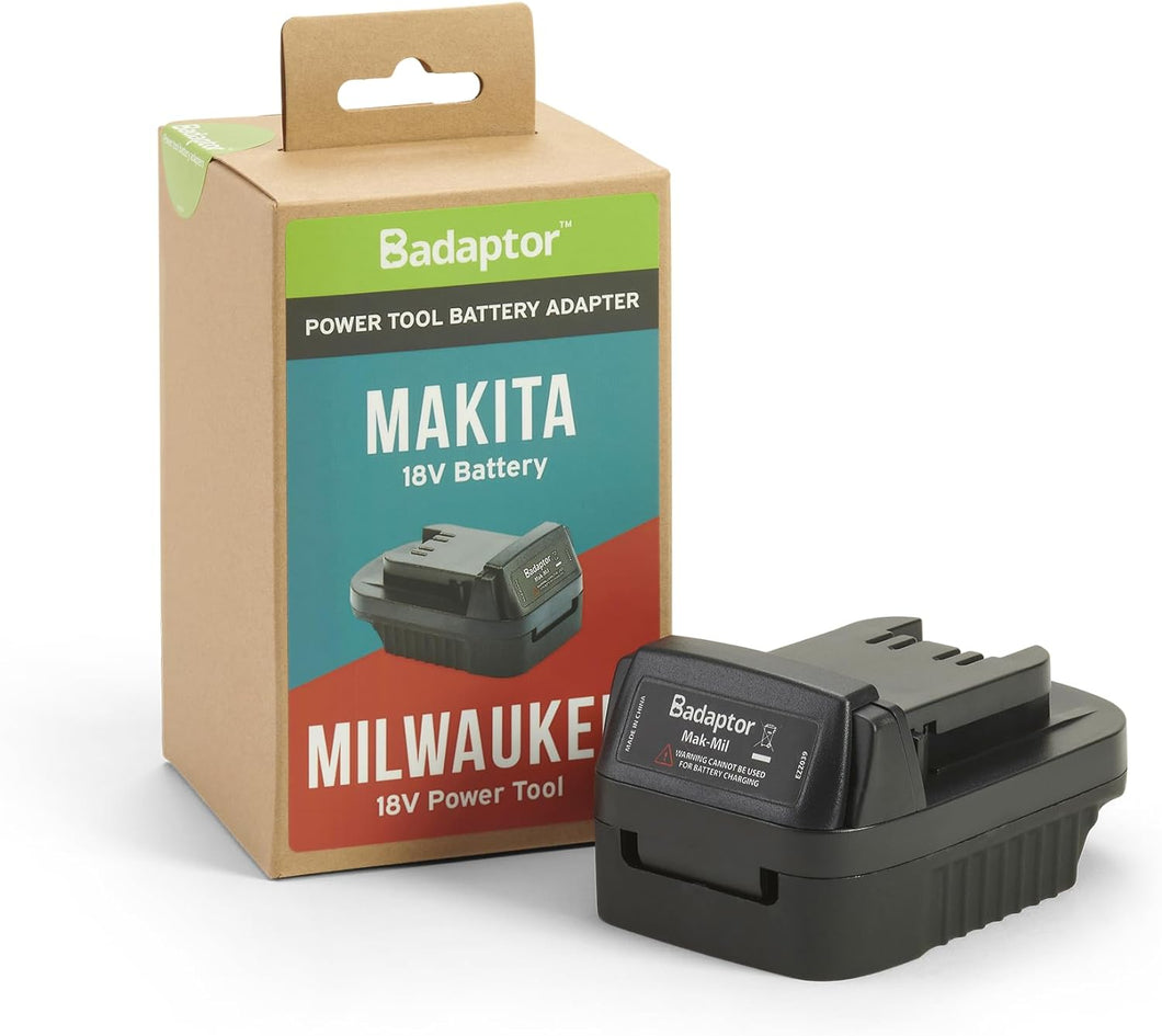 Badaptor MAK-MIL - 18V battery adapter compatible with Makita batteries. For use on Milwaukee tools.