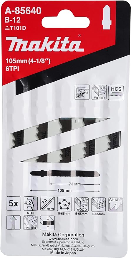Makita A-85640 Universal Fitting Jigsaw Blades - Clean Cut Wood
