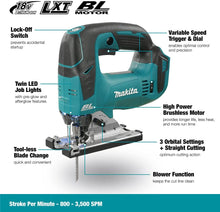 Load image into Gallery viewer, Makita DJV182Z 18v  Cordless Jigsaw Brushless Li-Ion and 1 x 5 ah Battery
