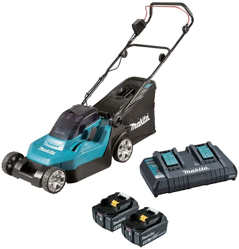 Makita DLM382CT2 Twin 18V (36V) Li-ion LXT 38cm Lawnmower 2 x 5.0 Ah Batteries