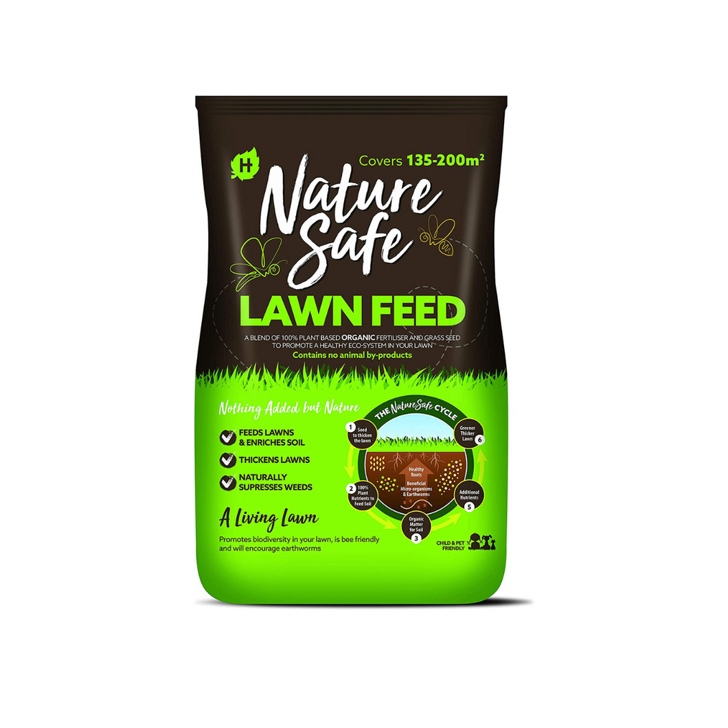 Nature Safe Lawn Feed & Seed Organic Garden Grass Seed Soil 10kg