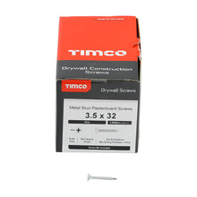 Load image into Gallery viewer, TIMCO Drywall Self-Drilling Bugle Head Silver Screws - 3.5 x 25 Box OF 1000 - 00025PSDD
