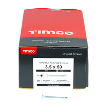 Load image into Gallery viewer, TIMCO Drywall Self-Drilling Bugle Head Silver Screws - 3.5 x 50 Box OF 1000 - 00050PSDD
