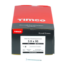Load image into Gallery viewer, TIMCO Drywall Self-Drilling Bugle Head Silver Screws - 3.5 x 50 Box OF 1000 - 00050PSDD
