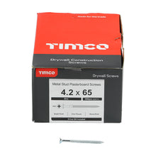 Load image into Gallery viewer, TIMCO Drywall Fine Thread Bugle Head Silver Screws - 4.2 x 65 Box OF 500 - 00065DRYZ
