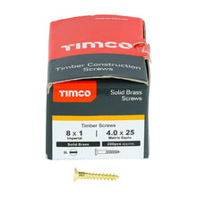 Load image into Gallery viewer, TIMCO Solid Brass Countersunk Woodscrews - 8 x 1 Box OF 200 - 00081CBS
