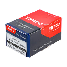 Load image into Gallery viewer, TIMCO Twin-Threaded Countersunk Silver Woodscrews - 8 x 1 Box OF 200 - 00081CWZ
