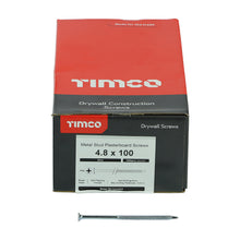 Load image into Gallery viewer, TIMCO Drywall Self-Drilling Bugle Head Silver Screws - 4.8 x 100 Box OF 500 - 00100PSDD
