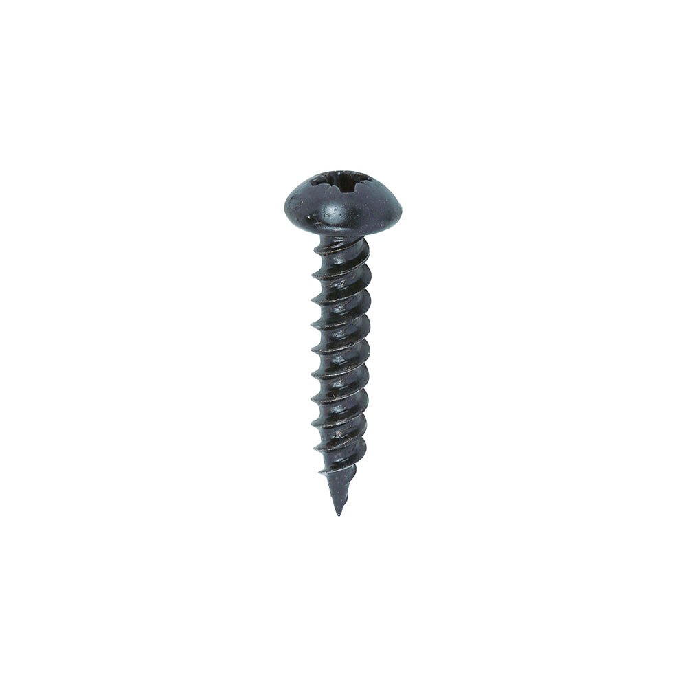 TIMCO Twin-Threaded Round Head Black Woodscrews - 10 x 1 Box OF 200 - 00101BJC